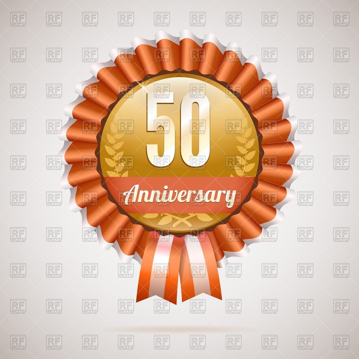 50 Years Anniversary   Rosette With Ribbons Design Elements Download