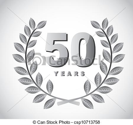 50 Years With Laurel Wreath Over Gray Background  Vector