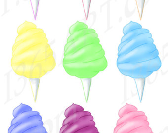 Assorted Colorful Cotton Candy Clipart Pack Digital Scrapbooking Party