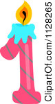 Cartoon Of A Pink Birthday 1 Candle Royalty Free Vector Clipart
