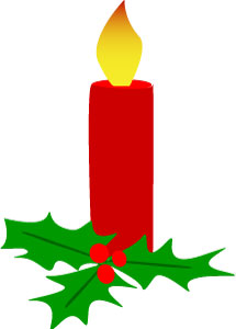 Christmas Candle And Holly Clip Art