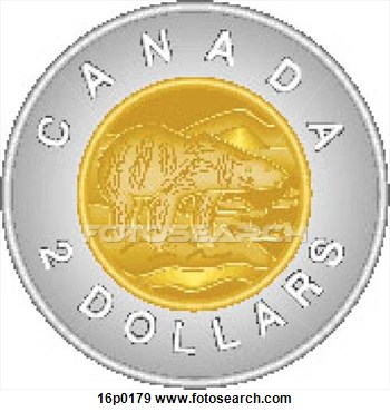Clip Art   2 Canadian Dollars Coin  Fotosearch   Search Clipart