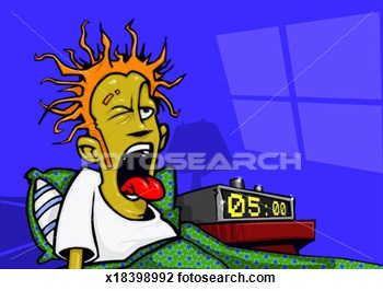 Clip Art   Young Man Waking Up Early In The Morning  Fotosearch    