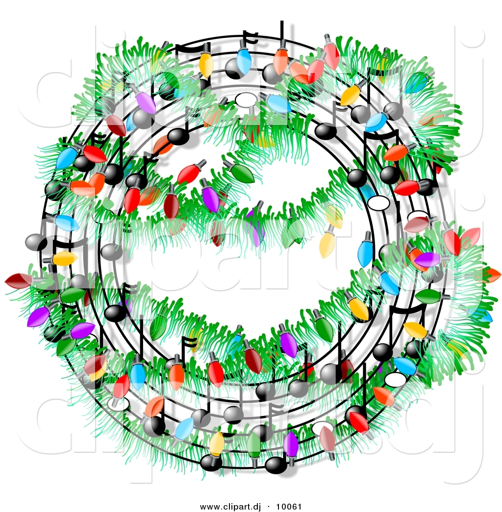 Clipart Of A Cartoon Christmas Music Symbols With Lights By Dennis Cox