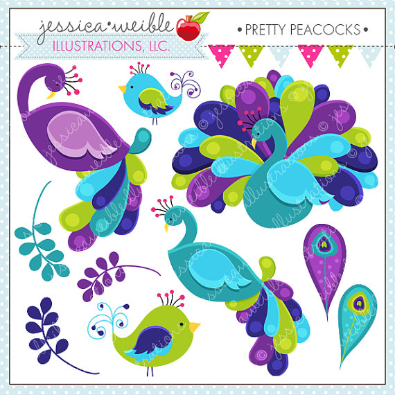 Cute Digital Clipart For Commercial Or Personal Use Peacock Clipart