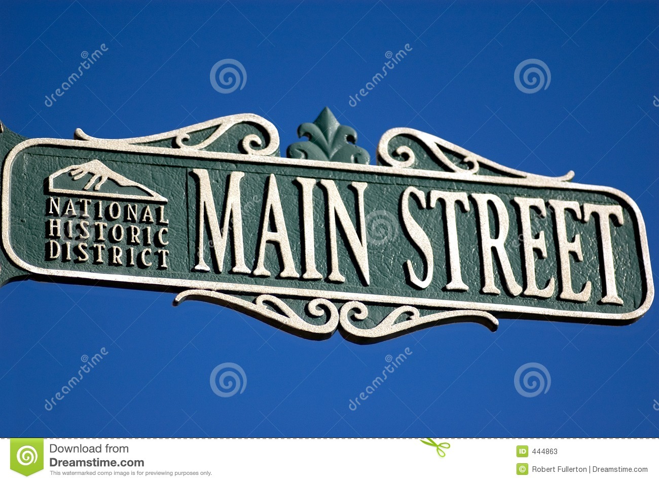Detail Of Decorative Street Sign Main Street National Hisoric District