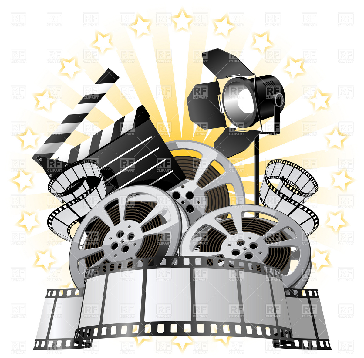Film Premiere Poster With Film Reels And Film Slate Download Royalty