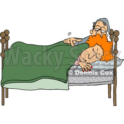 His Wife In Bed During The Early Morning Clipart   Dennis Cox  4797