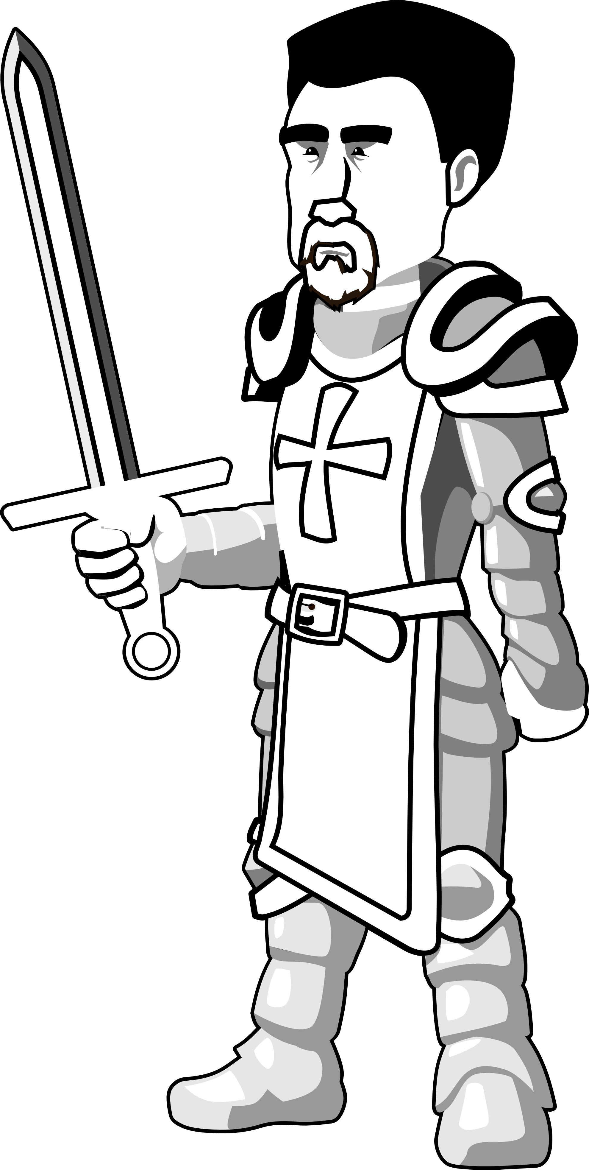 Knight Clipart Black And White Knight Black White Line 1979px Png
