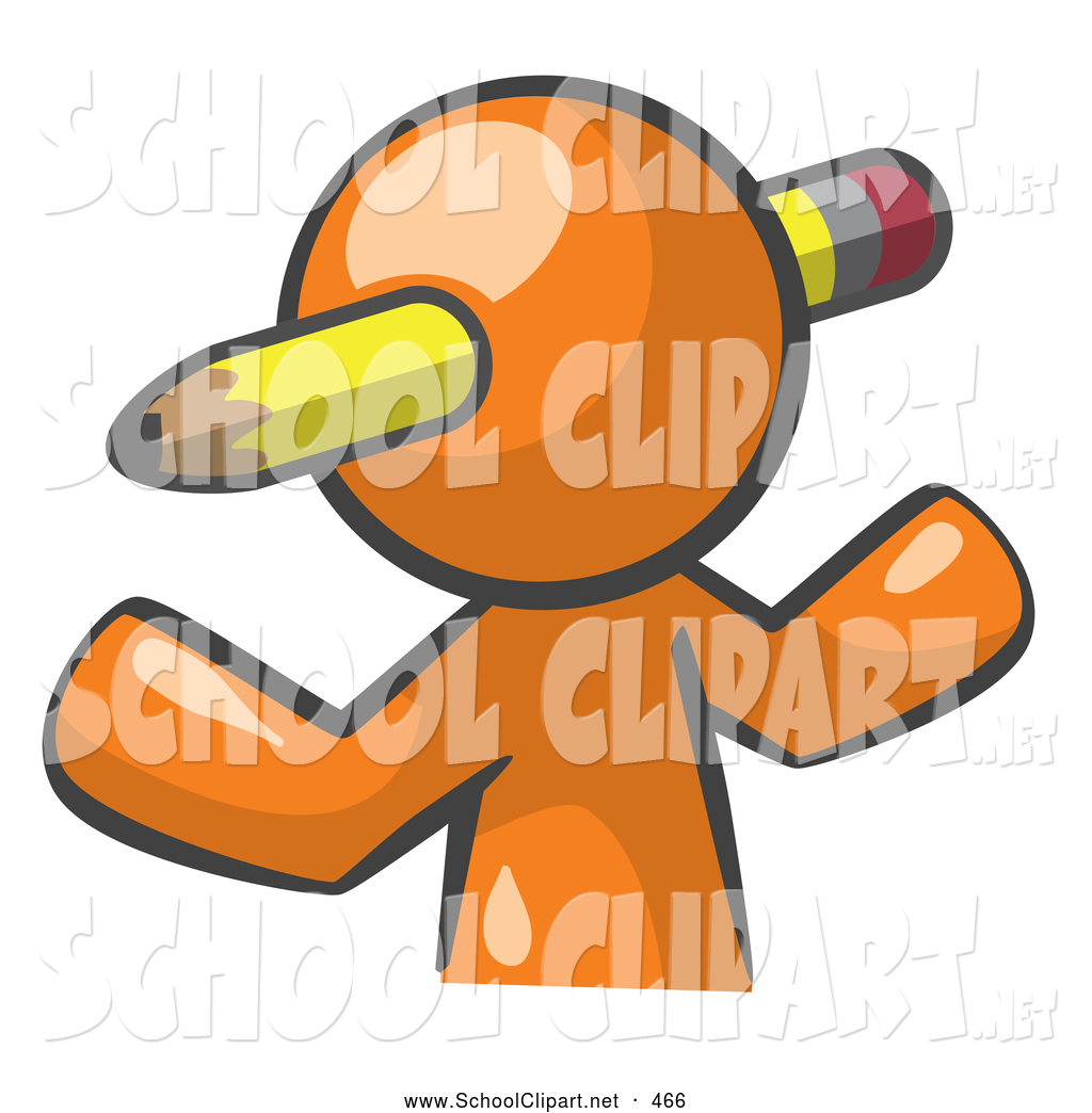 Larger Preview  Clip Art Of A Shiny Orange Man Avatar Writer With A