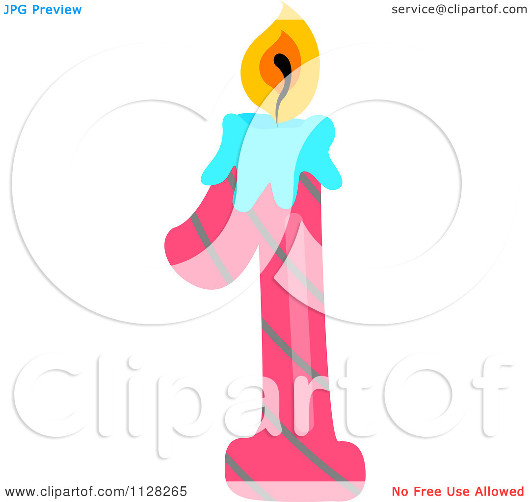 Of A Pink Birthday 1 Candle   Royalty Free Vector Clipart By Colematt