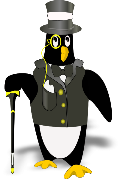 Penguin In Tux Bordered Correctly  Clipart Medium Size