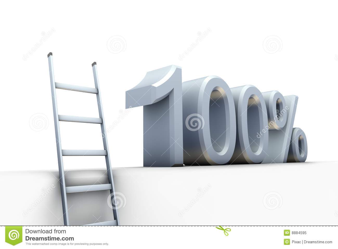 Rendering Of A Ladder Rising To The Level Of A Sign With 100