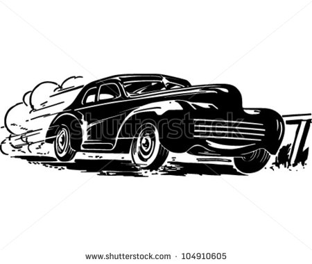 Speeding Car   Retro Clipart Illustration   104910605   Shutterstock