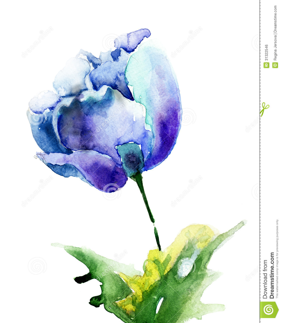 Stylized Blue Tulip Flowers Royalty Free Stock Image   Image  31322546