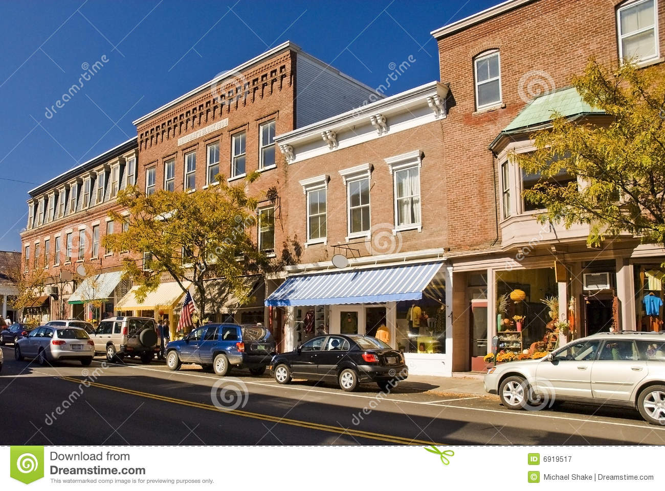 Typical New England Or Midwest Downtown Main Street  This Street Scene    