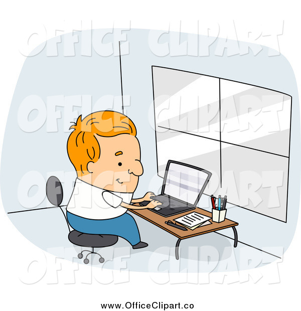 Vector Clip Art Of A Male Author Writing On His Laptop By Bnp Design