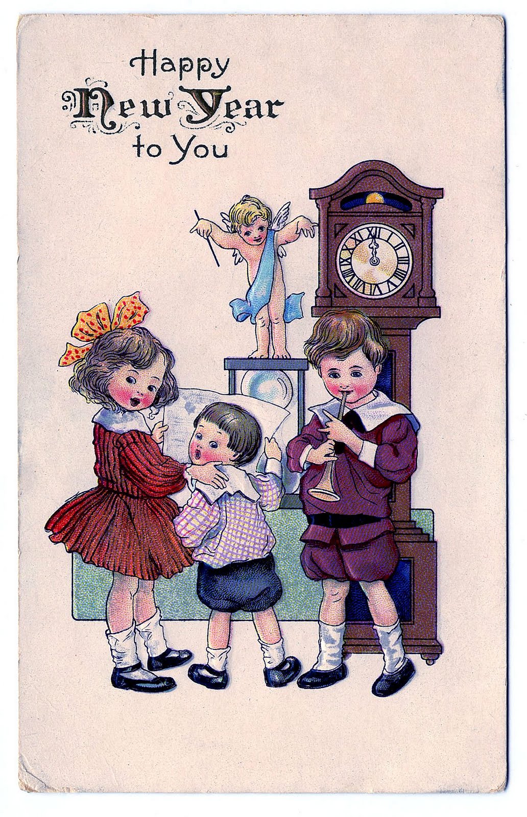 Vintage New Year Clip Art   Children With Cupid   The Graphics Fairy