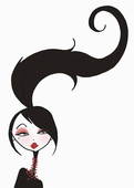 With Long Haired Ponytail In The Air U14190179   Search Vector Clipart