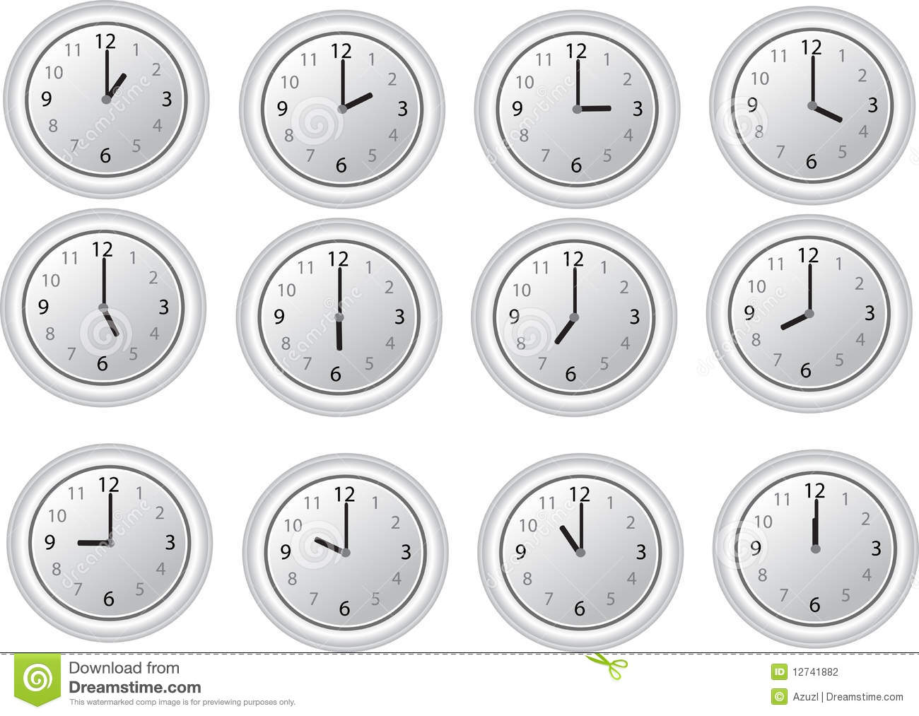 12 O Clock On The White Clocks Stock Photography   Image  12741882