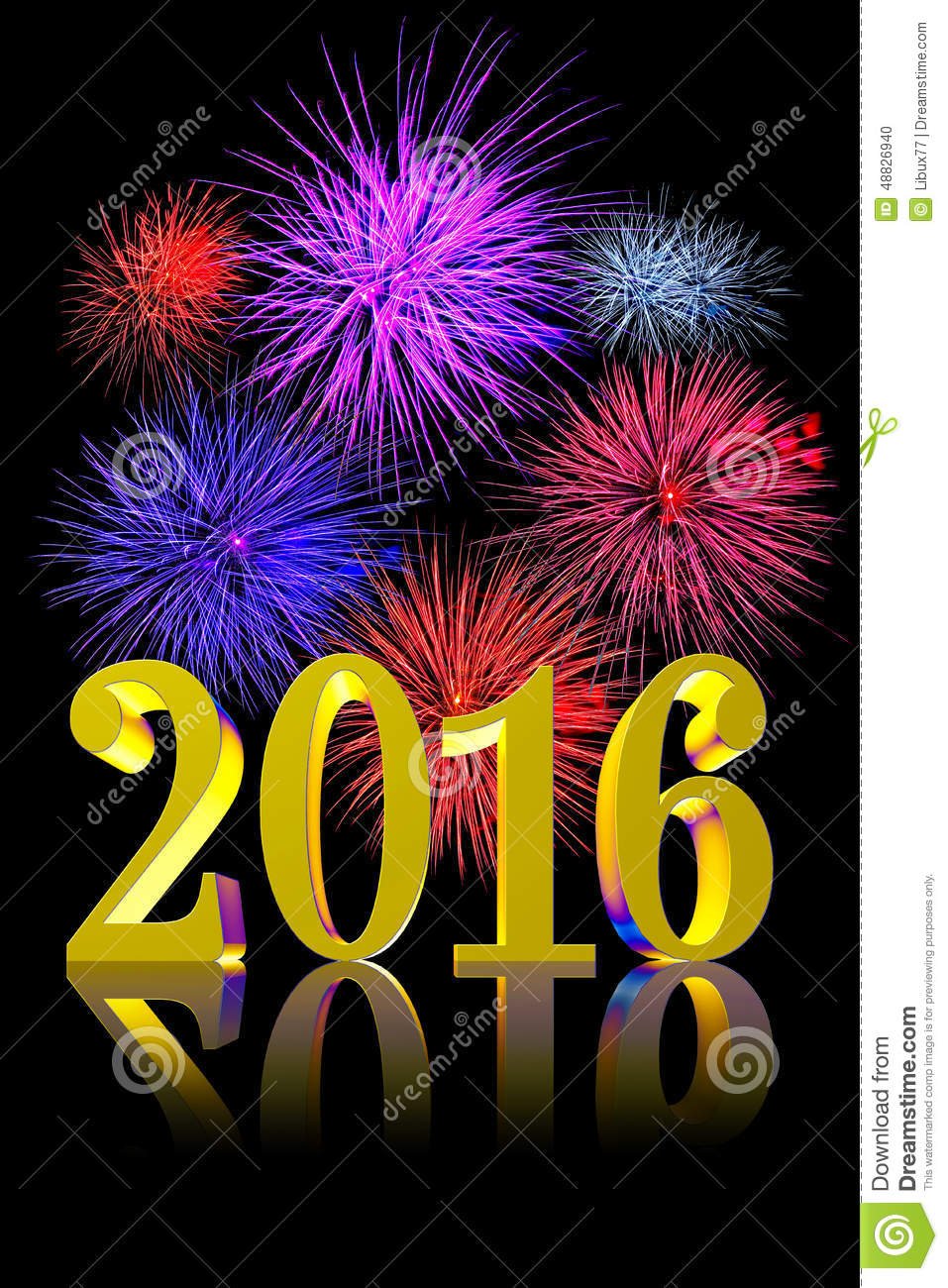 3d Text New Year 2015 On Black Background With Real Fireworks For New