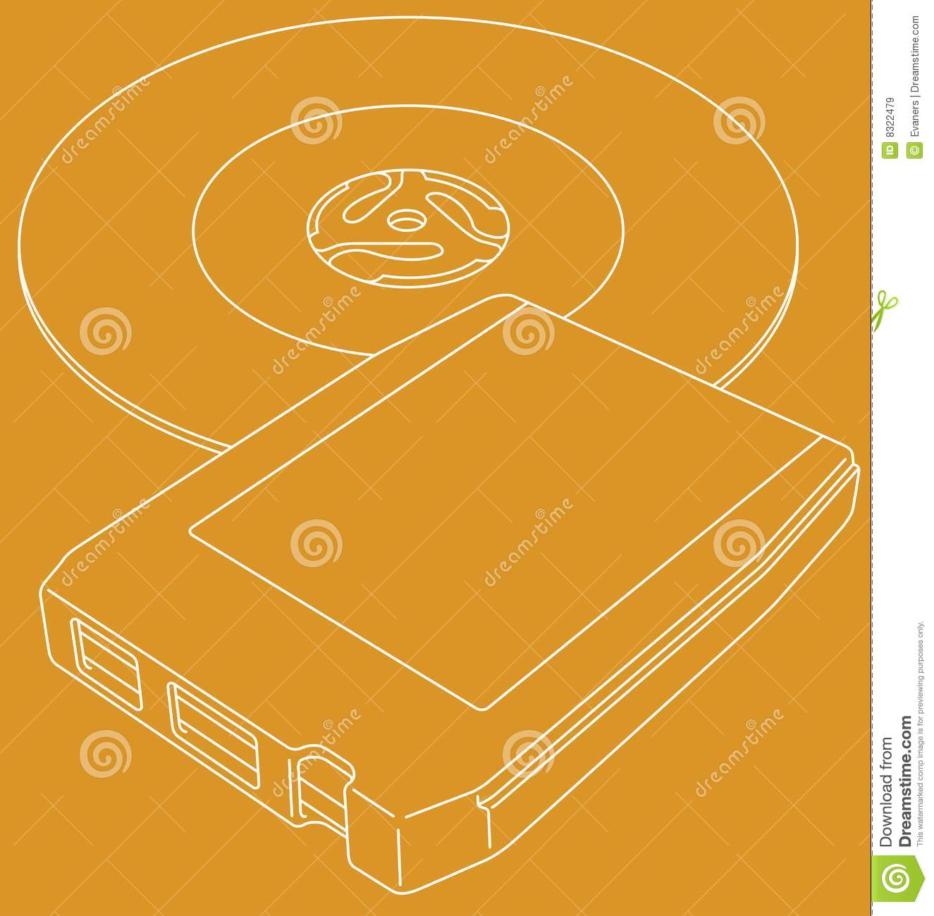 Art Illustration Of A Retro 8 Track Tape And A 45 Rpm Single Record