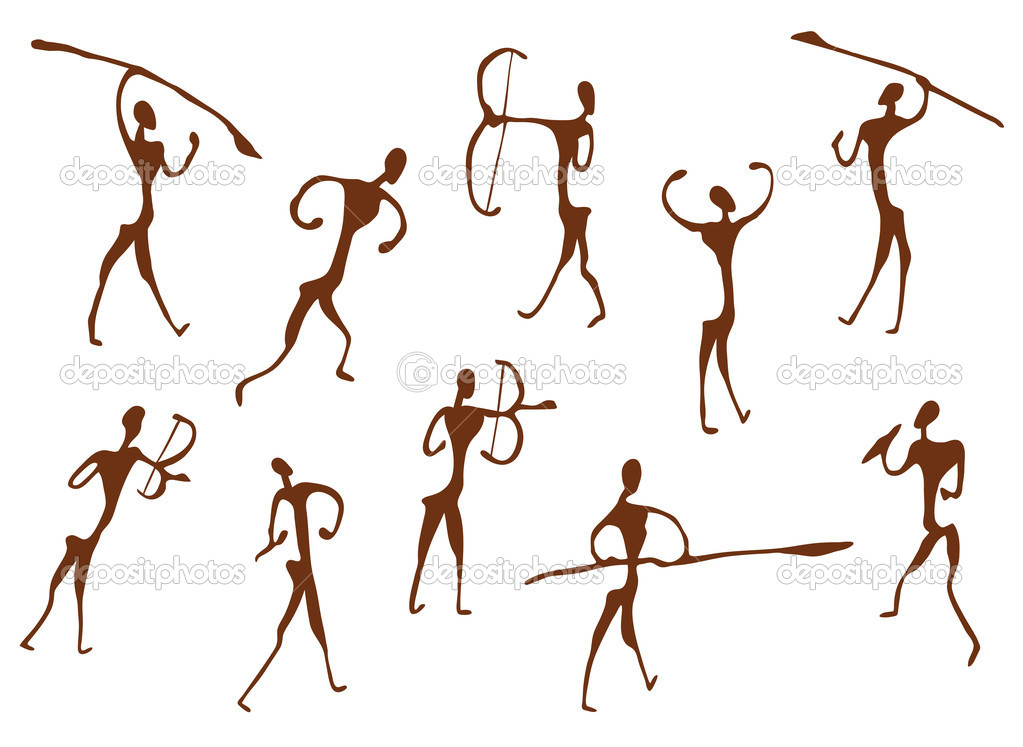 Cave Drawings Of Ancient Hunters   Stock Vector   Bicubic  5814584