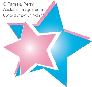 Clip Art Illustration Of Pink And Blue Star Design