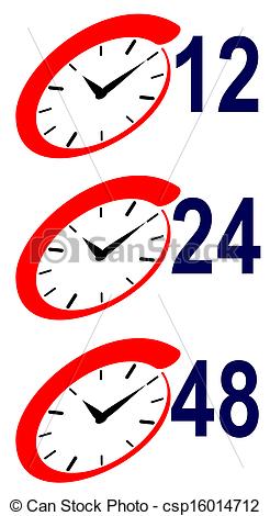 Clipart Of 12 24 48 Hour Sign And Clock   Illustration Of 12 24 48
