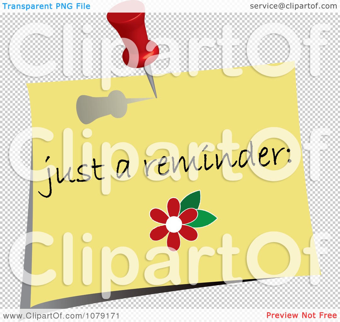 Clipart Red Push Pin Tacking A Just A Reminder Note To A Wall