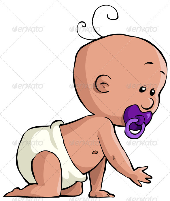 Crawling Baby On All Fours  Isolated Object  No Transparency And
