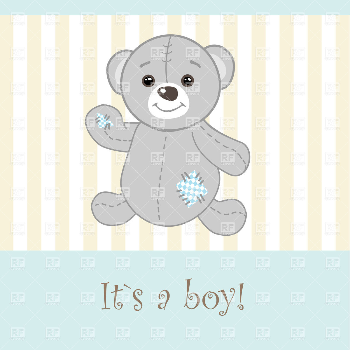 Cute Teddy Bear   Birthday Card 22222 Download Royalty Free Vector