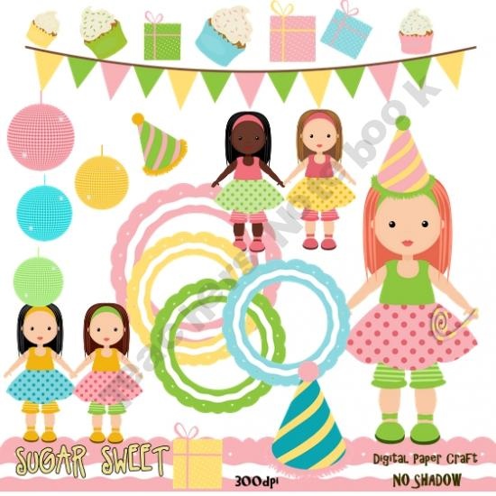 Girl Clipart Birthday Sugar Sweet Product From Digital Papercraft On