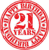 Grunge 21 Years Happy Birthday Rubb   Clipart Graphic