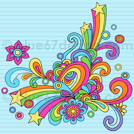 Hand Drawn Psychedelic Groovy Notebook Doodle Abstract Design Elements
