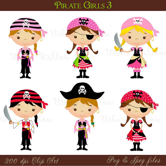 Pirate Girl 3 Png   Jpeg Clip Art Set  By Littlepumpkinspix