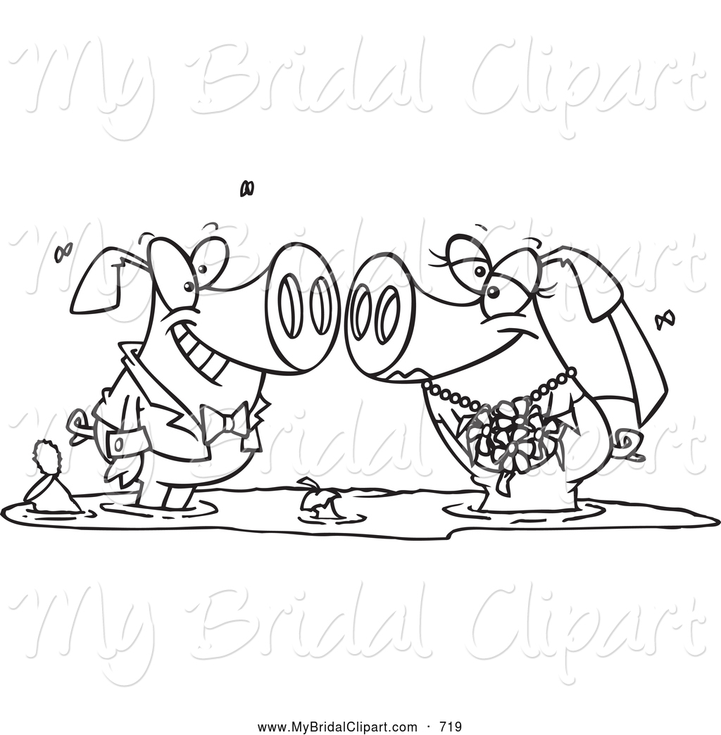 Preview  Bridal Clipart Of A Pig Wedding Couple In A Puddle Of Mud