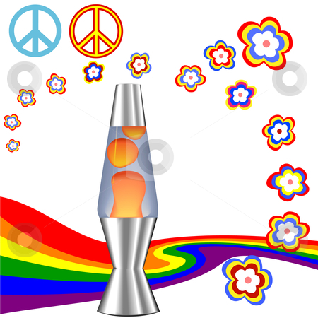 Psychedelic 60 S 70 S Hippie Kit With Lava Lamp Stock Vector Clipart