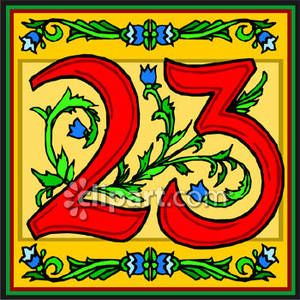Red Number 23 With Flowers   Royalty Free Clipart Picture