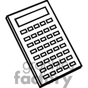 Royalty Free Black And White Outline Of A Calculator Clipart Image    