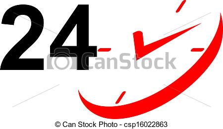 Stock Illustration Of 24 Hour Sign And Clock   Illustration Of 24 Hour