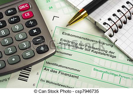 Stock Photo   German Tax Form With Calculator   Stock Image Images    