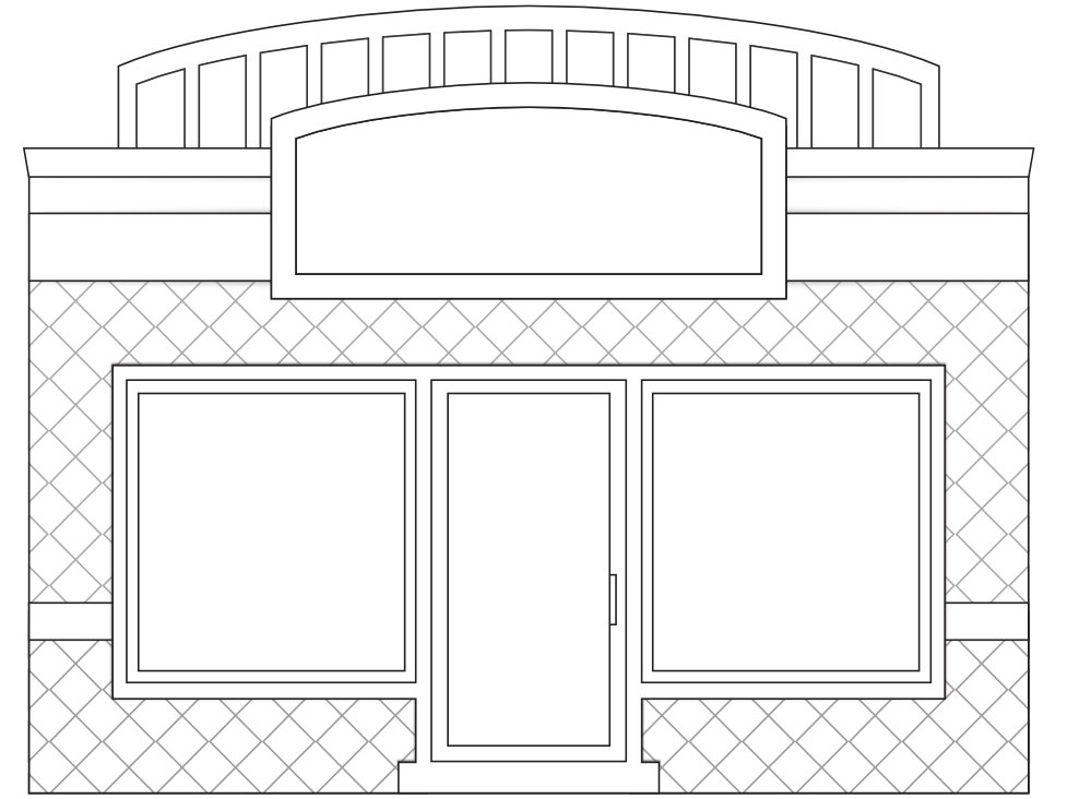 Store Fronts Shop 3 Black White Line Art Coloring Book Colouring    