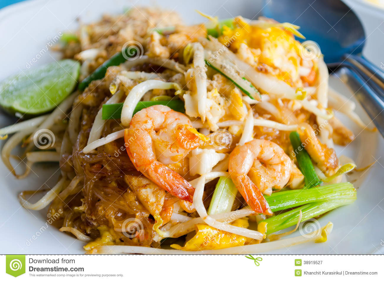 Thai Food  Thin Rice Noodles Fried With Tofu Vegetable Egg And