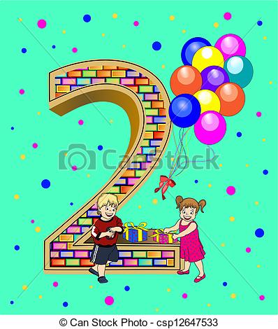 Vectors Of Birthday Card For A Two Year Old   A Birthday Card Or