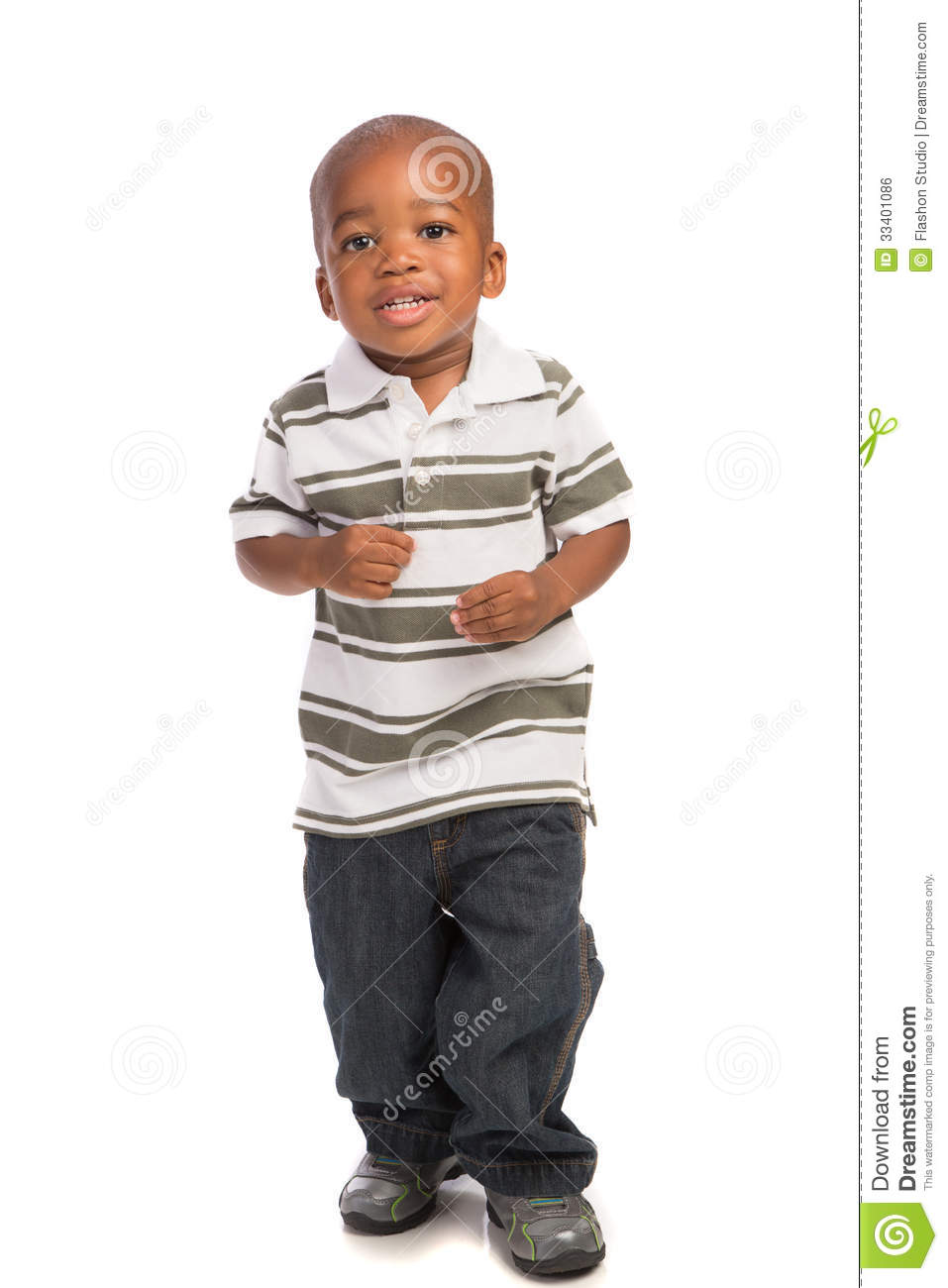 Year Old Baby Boy Standing Wear Casual Outfit Isolated On White
