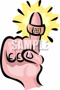 An Adhesive Bandage On A Finger   Royalty Free Clipart Picture