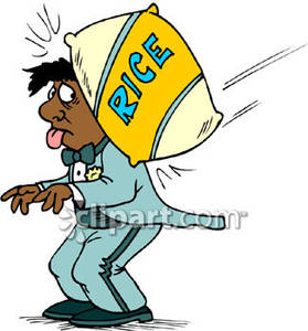 Bag Of Rice Hitting A Groom   Royalty Free Clipart Picture