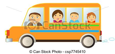 Cheerful Family Moving In Funny Bus Csp7745410   Search Clipart    