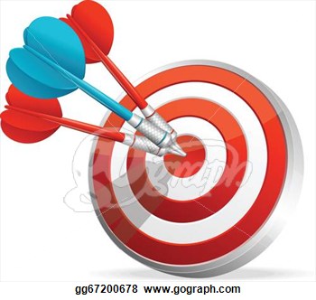 Clip Art   Dartboard With Colorful Darts  Hitting A Target  Stock